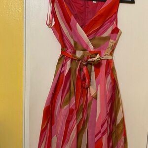 NWT Dress Barn Pink Striped Midi Dress
